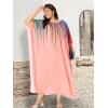 imagePlus Size Round Neck Kaftan Dress for Women Georgette Kimono Sleeve Maxi Dresses Party GownBaby Pink