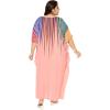 imagePlus Size Round Neck Kaftan Dress for Women Georgette Kimono Sleeve Maxi Dresses Party GownBaby Pink