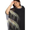 imagePlus Size Round Neck Kaftan Dress for Women Georgette Kimono Sleeve Maxi Dresses Party GownBlack Plant