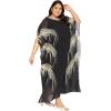 imagePlus Size Round Neck Kaftan Dress for Women Georgette Kimono Sleeve Maxi Dresses Party GownBlack Plant