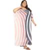 imagePlus Size Round Neck Kaftan Dress for Women Georgette Kimono Sleeve Maxi Dresses Party GownMulti Striped