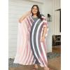 imagePlus Size Round Neck Kaftan Dress for Women Georgette Kimono Sleeve Maxi Dresses Party GownMulti Striped