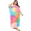 imagePlus Size Women Kaftan Round Neck Georgette Maxi Gown Cover Up Dress for Special OccasionsMulti Abstract