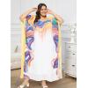 imagePlus Size Women Kaftan Round Neck Georgette Maxi Gown Cover Up Dress for Special OccasionsMulticolor