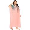 imageWomen Kaftan Dress Georgette Print Round Neck Missy Size Maxi Kimono Dresses Party Gown Stylish Evening WearBaby Pink