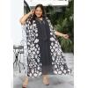 imageWomen Plus Size Georgette Kaftan Dress Evening Wear VNeck Maxi Dresses Kimono SleeveBlack Geometric