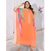 imageWomen Plus Size Georgette Kaftan Dress Evening Wear VNeck Maxi Dresses Kimono SleeveOrange