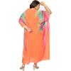 imageWomen Plus Size Georgette Kaftan Dress Evening Wear VNeck Maxi Dresses Kimono SleeveOrange