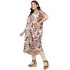 imageWomen Plus Size Satin Silk Casual Midi Length Kaftan Evening Dress Beach Cover UpBeige