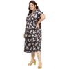 imageWomen Plus Size Satin Silk Casual Midi Length Kaftan Evening Dress Beach Cover UpBlack  White