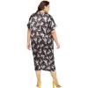 imageWomen Plus Size Satin Silk Casual Midi Length Kaftan Evening Dress Beach Cover UpBlack  White