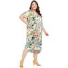 imageWomen Plus Size Satin Silk Casual Midi Length Kaftan Evening Dress Beach Cover UpMulticolor