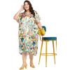 imageWomen Plus Size Satin Silk Casual Midi Length Kaftan Evening Dress Beach Cover UpMulticolor