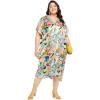 imageWomen Plus Size Satin Silk Casual Midi Length Kaftan Evening Dress Beach Cover UpMulticolor