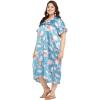 imageWomen Plus Size Satin Silk Casual Midi Length Kaftan Evening Dress Beach Cover UpPastel Blue
