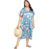 imageWomen Plus Size Satin Silk Casual Midi Length Kaftan Evening Dress Beach Cover UpPastel Blue