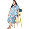 imageWomen Plus Size Satin Silk Casual Midi Length Kaftan Evening Dress Beach Cover UpPastel Blue