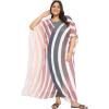 imagePlus Size Round Neck Kaftan Dress for Women Georgette Kimono Sleeve Maxi Dresses Party GownMulti Striped