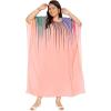 imageWomen Kaftan Dress Georgette Print Round Neck Missy Size Maxi Kimono Dresses Party Gown Stylish Evening WearBaby Pink