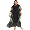 imageWomen Kaftan Dress Georgette Print Round Neck Missy Size Maxi Kimono Dresses Party Gown Stylish Evening WearBlack Plant