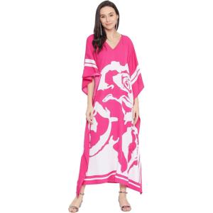 imageGoood Times Kaftan Dress Plus Size Polyester Long Maxi Beach Cover Ups Caftan Loungewear House Dresses for WomenFushia Pink