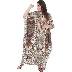 imageGypsie Blu Women Floral Kaftan Plus Size Caftan Dress Long Tunic Maxi Casual Beach Dress Brown Leopard Print