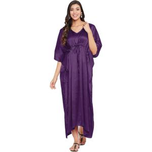 imageOussum Women Plus Size Kaftan Satin Maxi Dress Long Caftan Casual Cover Ups Sateen Nightdress Nighty for SummerBordeaux Purple