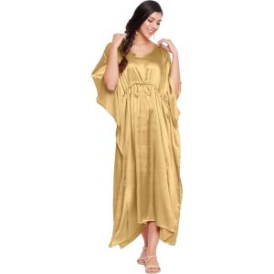 imageOussum Women Plus Size Kaftan Satin Maxi Dress Long Caftan Casual Cover Ups Sateen Nightdress Nighty for SummerGolden