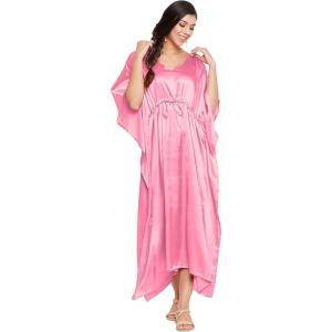 imageOussum Women Plus Size Kaftan Satin Maxi Dress Long Caftan Casual Cover Ups Sateen Nightdress Nighty for SummerPink Lemonade