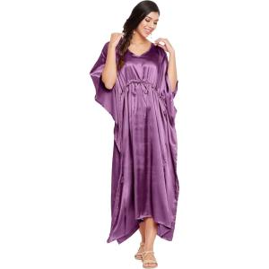 imageOussum Women Plus Size Kaftan Satin Maxi Dress Long Caftan Casual Cover Ups Sateen Nightdress Nighty for SummerPurple Passion