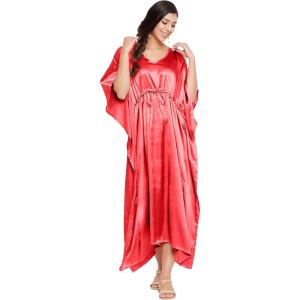 imageOussum Women Plus Size Kaftan Satin Maxi Dress Long Caftan Casual Cover Ups Sateen Nightdress Nighty for SummerRed