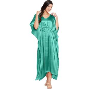 imageOussum Women Plus Size Kaftan Satin Maxi Dress Long Caftan Casual Cover Ups Sateen Nightdress Nighty for SummerTeal