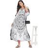 imageGypsie Blu Ladies Kaftan Kimono Maxi Style Dress Plus Size Caftan Long Swimsuit Cover up Beach Dress for WomenBlack  White Paisley