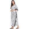 imageGypsie Blu Ladies Kaftan Kimono Maxi Style Dress Plus Size Caftan Long Swimsuit Cover up Beach Dress for WomenBlack  White Paisley