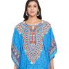 imageGypsie Blu Ladies Kaftan Kimono Maxi Style Dress Plus Size Caftan Long Swimsuit Cover up Beach Dress for WomenBlue One Size Maxi Caftan