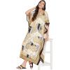 imageGypsie Blu Ladies Kaftan Kimono Maxi Style Dress Plus Size Caftan Long Swimsuit Cover up Beach Dress for WomenCreamy Corn Floral