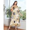 imageGypsie Blu Ladies Kaftan Kimono Maxi Style Dress Plus Size Caftan Long Swimsuit Cover up Beach Dress for WomenCreamy Corn Floral