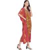 imageGypsie Blu Ladies Kaftan Kimono Maxi Style Dress Plus Size Caftan Long Swimsuit Cover up Beach Dress for WomenRed One Size Kaftan