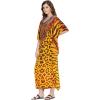 imageGypsie Blu Ladies Kaftan Kimono Maxi Style Dress Plus Size Caftan Long Swimsuit Cover up Beach Dress for WomenYellow Leopard
