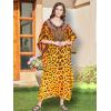 imageGypsie Blu Ladies Kaftan Kimono Maxi Style Dress Plus Size Caftan Long Swimsuit Cover up Beach Dress for WomenYellow Leopard