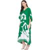 imageOussum Kimono Maxi Dress Floral Long Kaftan Plus Size Caftan GownGreen