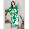 imageOussum Kimono Maxi Dress Floral Long Kaftan Plus Size Caftan GownGreen