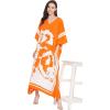 imageOussum Kimono Maxi Dress Floral Long Kaftan Plus Size Caftan GownOrange