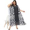 imageWomen Kaftan Dress Stylish Georgette Kimono Missy Size Maxi Dresses Party Gown for Evening WearBlack Geometric