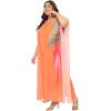 imageWomen Kaftan Dress Stylish Georgette Kimono Missy Size Maxi Dresses Party Gown for Evening WearOrange