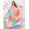 imageWomen kaftan Missy Size Round Neck Georgette Long Maxi Kimono Cover Up Caftan for Special EventsMulti Abstract