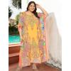 imageWomen kaftan Missy Size Round Neck Georgette Long Maxi Kimono Cover Up Caftan for Special EventsMulti Paisley