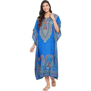 imageGypsie Blu Ladies Kaftan Kimono Maxi Style Dress Plus Size Caftan Long Swimsuit Cover up Beach Dress for WomenBlue One Size Maxi Dress
