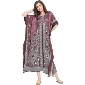 imageGypsie Blu Ladies Kaftan Kimono Maxi Style Dress Plus Size Caftan Long Swimsuit Cover up Beach Dress for WomenBurgundy
