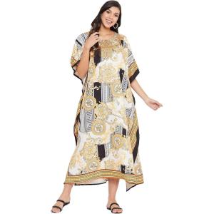 imageGypsie Blu Ladies Kaftan Kimono Maxi Style Dress Plus Size Caftan Long Swimsuit Cover up Beach Dress for WomenCreamy Corn Floral